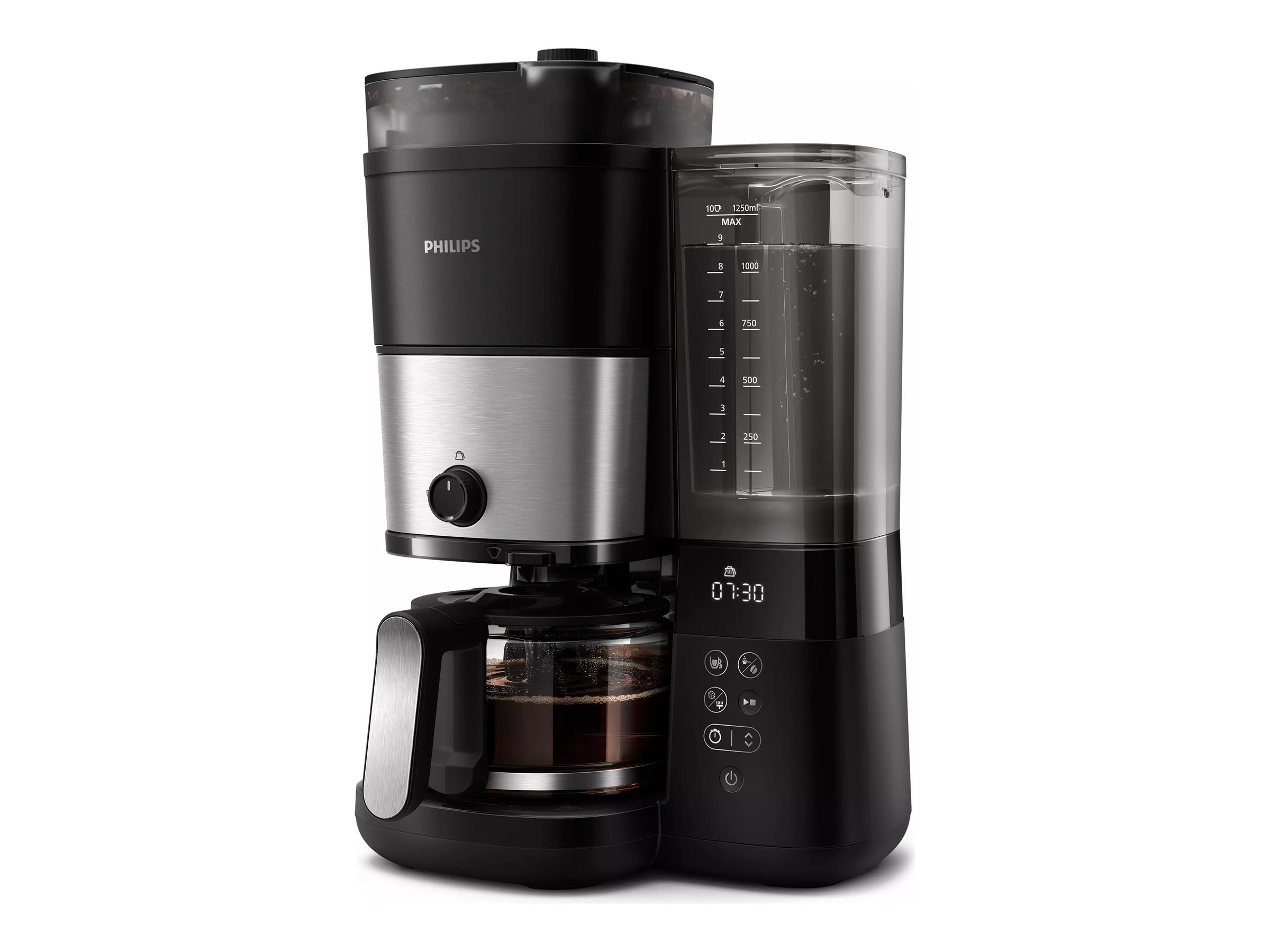 Philips - All-in-1 Brew Coffee Machine - HD7900/50 - Ground - Black/Stainless Steel