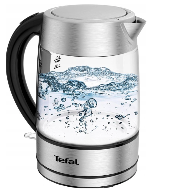 TEFAL - Kettle - KI772D - Electric - 2400 W - 1.7 L - Glass - 360° rotational base - Black/Stainless Steel