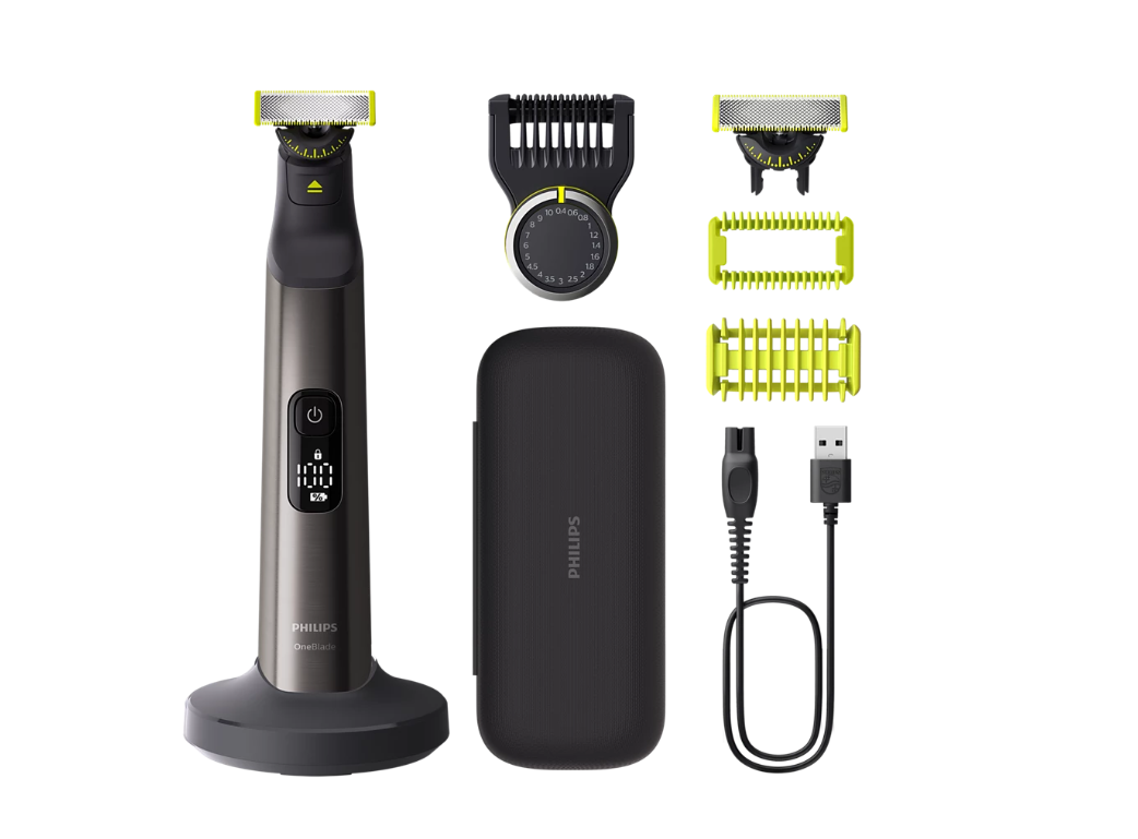 Philips - Hair trimmer, Face and Body - QP6652/61 OneBlade Pro 360 - Cordless - Wet & Dry - Number of length steps 20 - Grey/Black