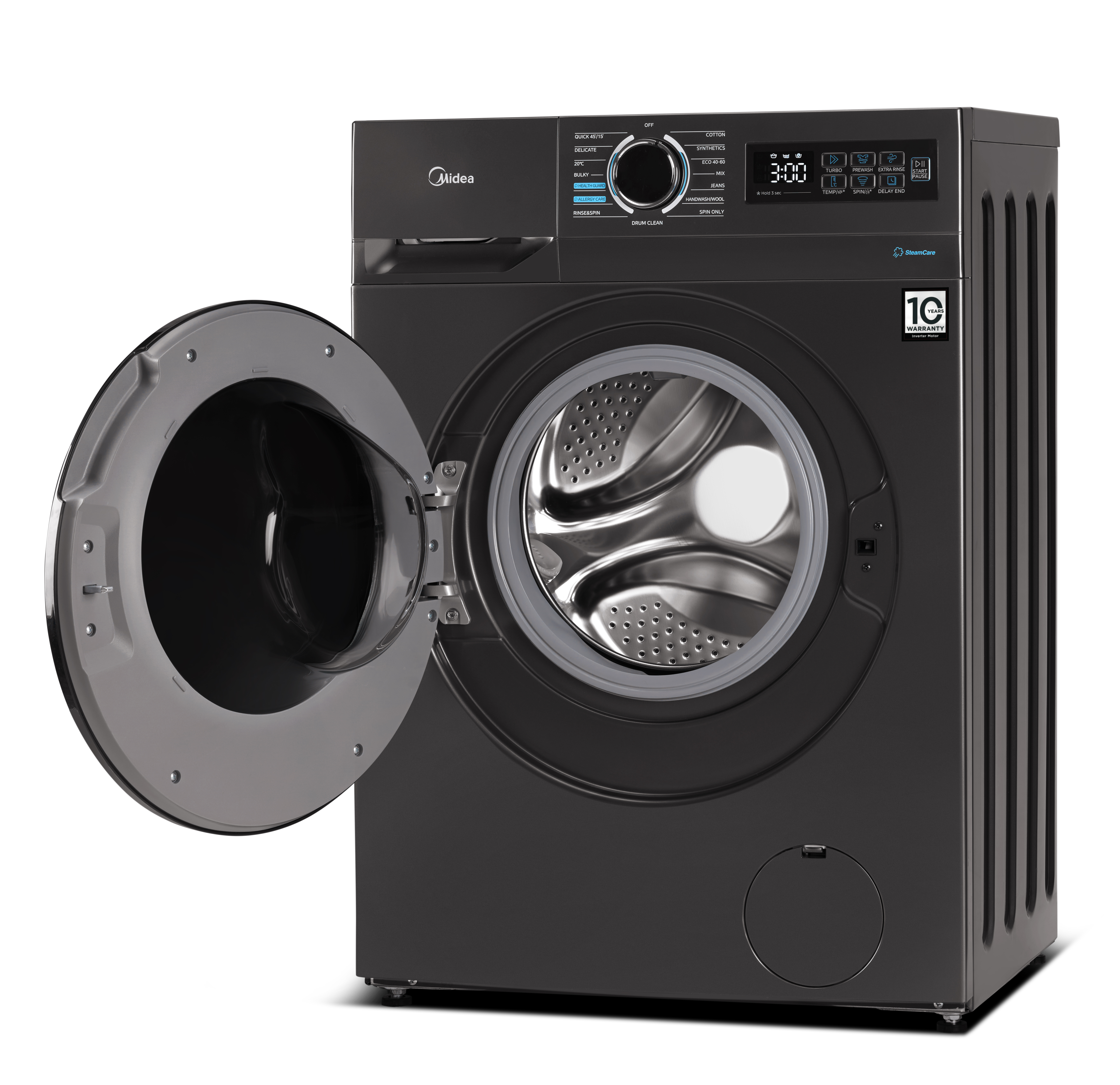 Midea - Washing Machine - MF110W60/T-HR - Energy efficiency class D - Front loading - Washing capacity 6 kg - 1000 RPM - Depth 40 cm - Width 59.5 cm - Display - LED - Silver