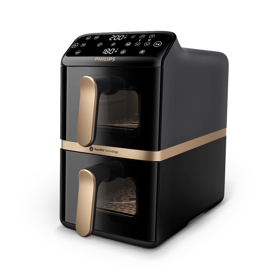 Philips Dual Basket Airfryer - NA462/70 4000 Series - Power 2750 W - Capacity 10 L - Rapid Air technology - Black