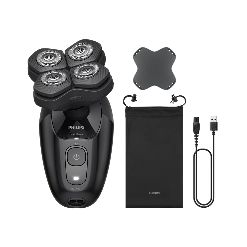 Philips Head Shaver - Pro 5000 Series HS5980/15 - Operating time (max) 60 min - Wet & Dry - Lithium - Deep Black