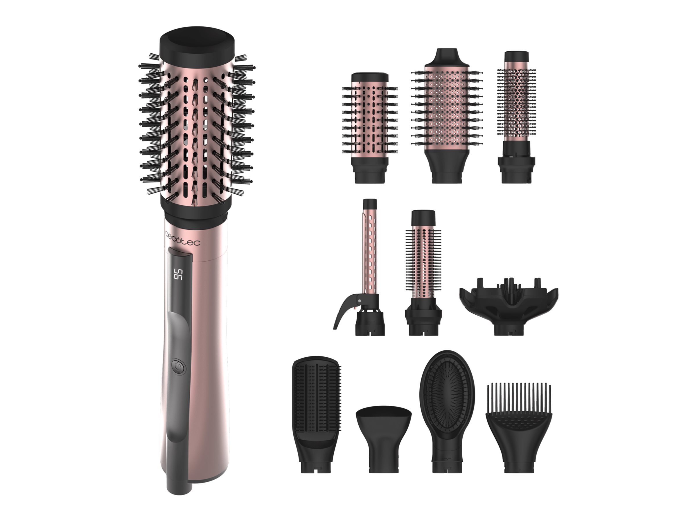 Cecotec Air Brush - CeramicCare 10in1 AirBrush - Ion conditioning - Number of heating levels 3 - 1200 W - Black/Pink