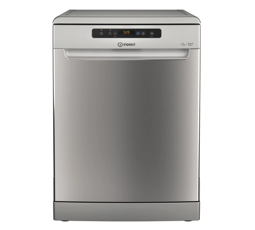 INDESIT Dishwasher - D2F HD624 AS - Free standing - Width 60 cm - Number of place settings 14 - Number of programs 9 - Energy efficiency class E - Display - Silver