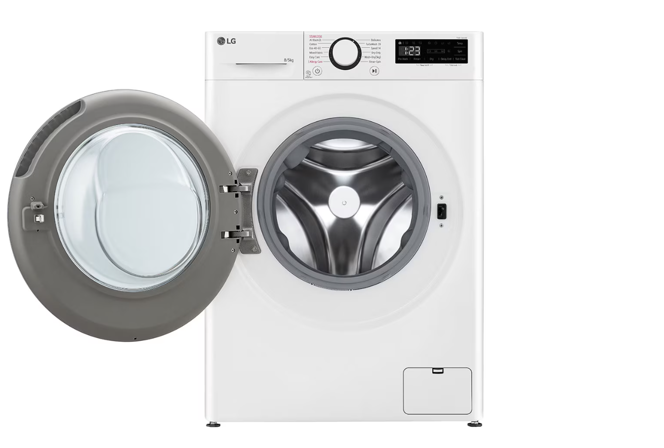 LG Washing machine with dryer - F2DR508S1W - Energy efficiency class A-10%/E - Front loading - Washing capacity 8 kg - 1200 RPM - Depth 48 cm - Width 60 cm - Display - LED - Drying system - Drying capacity 5 kg - Steam function - White