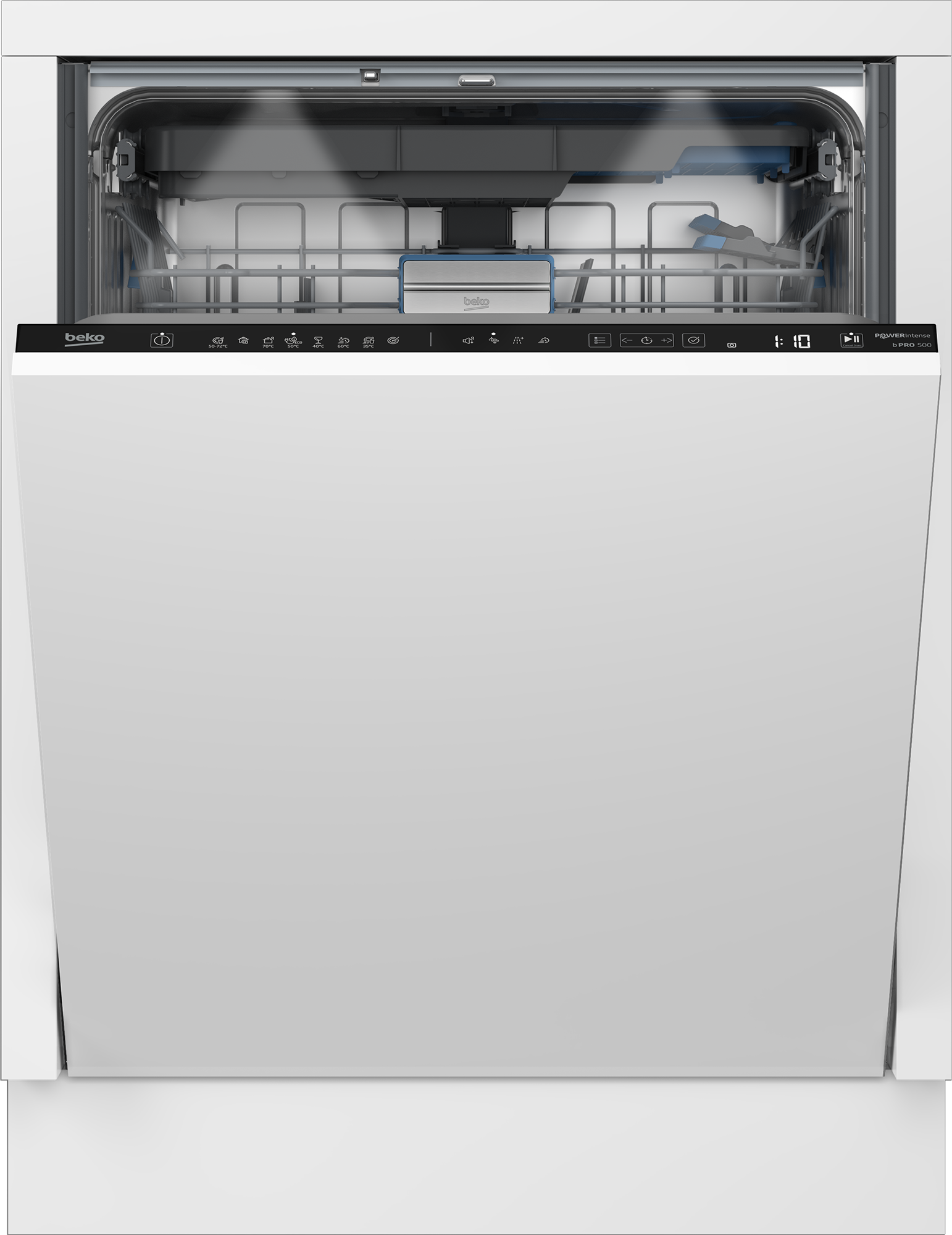 BEKO Dishwasher - BDIN38542P - Built-in - Width 60 cm - Number of place settings 15 - Number of programs 8 - Energy efficiency class C - Display - AquaStop function - White