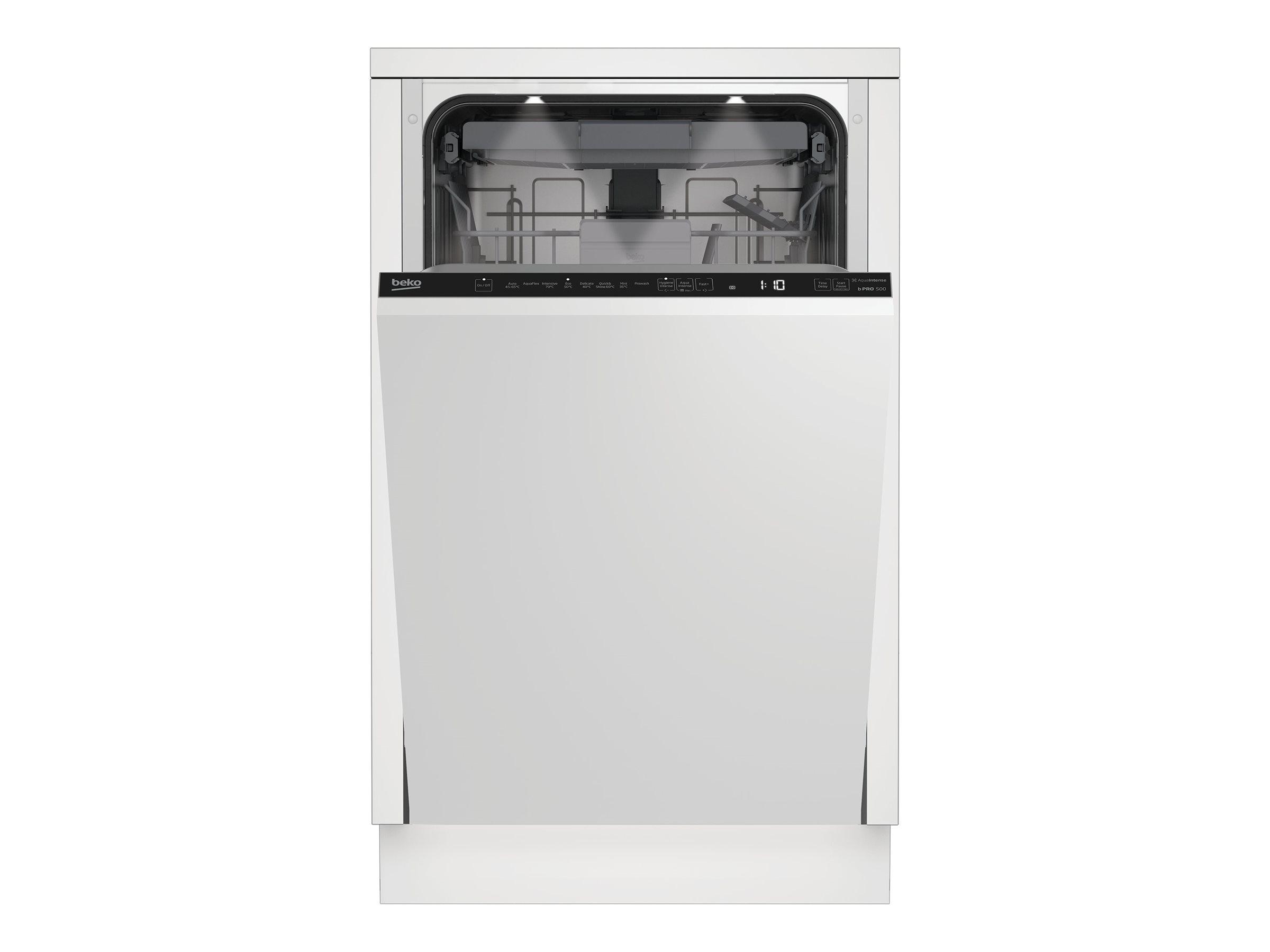 BEKO Dishwasher - BDIS38040Q - Built-in - Width 45 cm - Number of place settings 10 - Number of programs 8 - Energy efficiency class C - Display - White