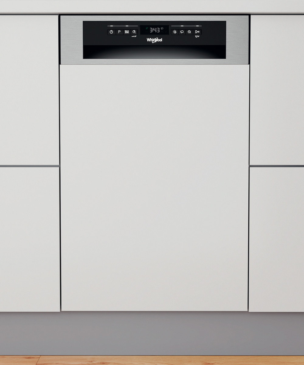 Whirlpool Dishwasher - WSBO 3O34 PF X - Built-in - Width 45 cm - Number of place settings 10 - Number of programs 8 - Energy efficiency class D - Display - Stainless steel