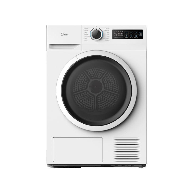 Midea Dryer Machine - MD110H80/W-HR - Energy efficiency class E - Front loading - 8 kg - Heat pump - LED - Depth 60 cm - White
