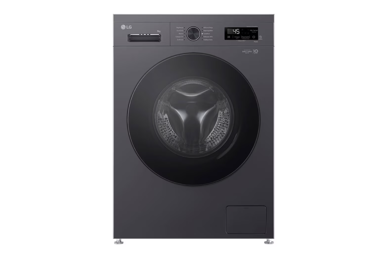 LG Washing machine - F4X1009NMB - Energy efficiency class A - Front loading - Washing capacity 9 kg - 1400 RPM - Depth 55 cm - Width 60 cm - Display - LED - Steam function - Direct drive - Wi-Fi - Graphite Black