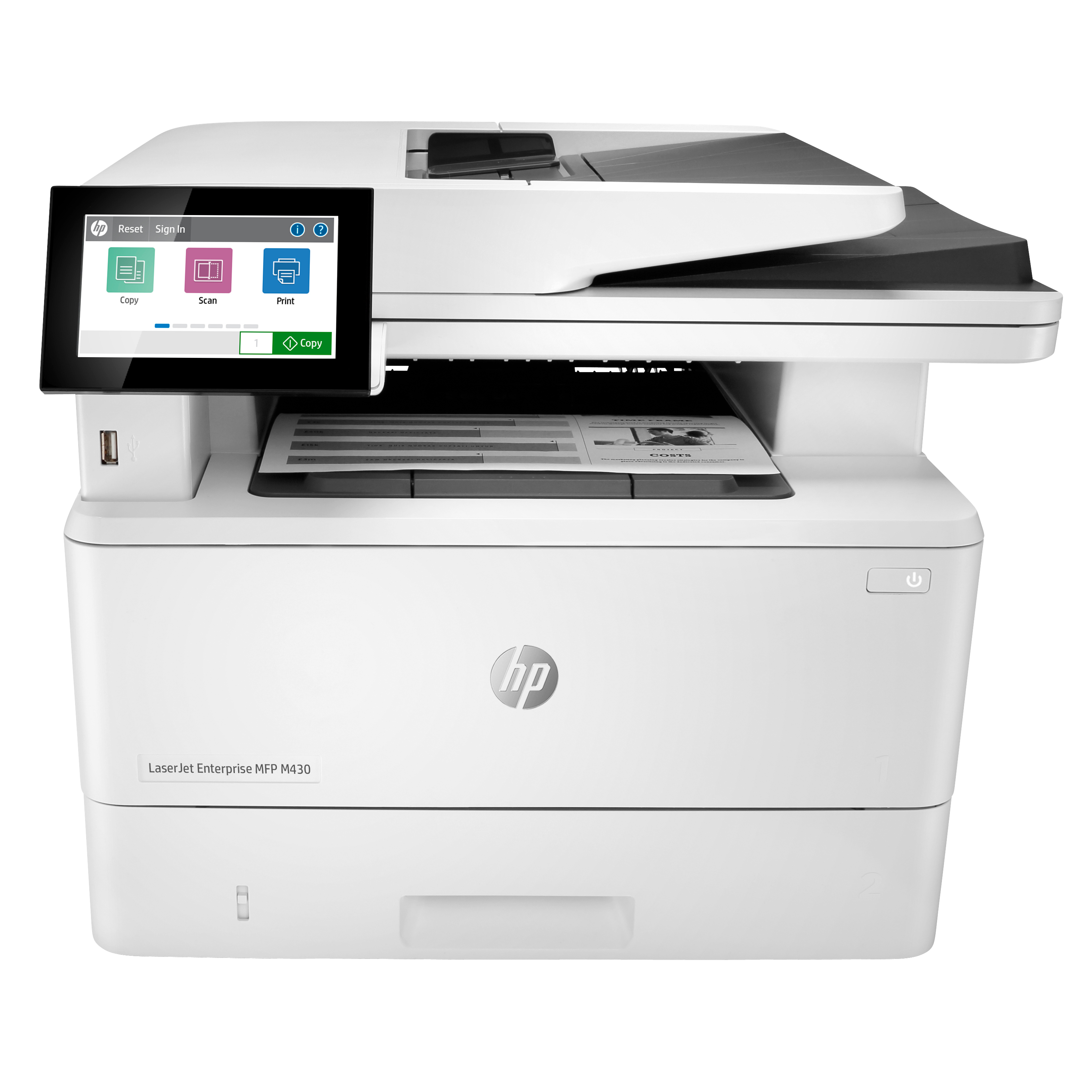 HP LaserJet Enterprise MFP M430f AIO All-in-One Printer - A4 Mono Laser, Print/Copy/Dual-Side Scan/Fax, Automatic Document Feeder, Auto-Duplex, LAN, 38ppm, 900-4800 pages per month (replaces M521f/M521dn)