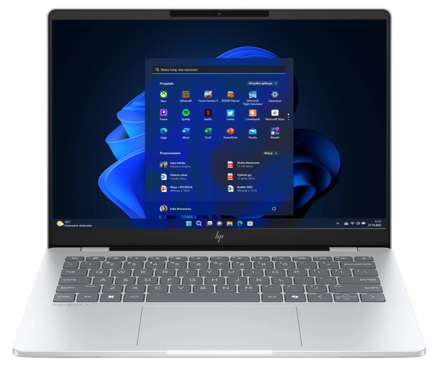 HP OmniBook - 7 AI 14 - Silver - 14 " - OLED - WUXGA - Intel Core Ultra 5 - 225U - 16 GB - Solid-state drive capacity 512 GB - Intel Graphics - Windows 11 Pro - Keyboard language English - Warranty 24 month(s)