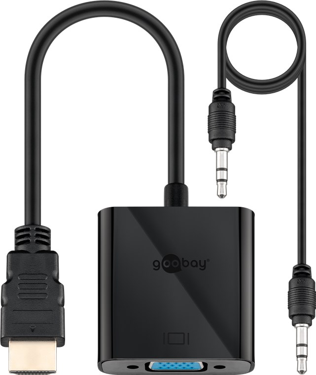 Goobay - HDMI/VGA adapter, nickel plated - 68793 - Black - HDMI male (type A) - VGA female (15-pin)