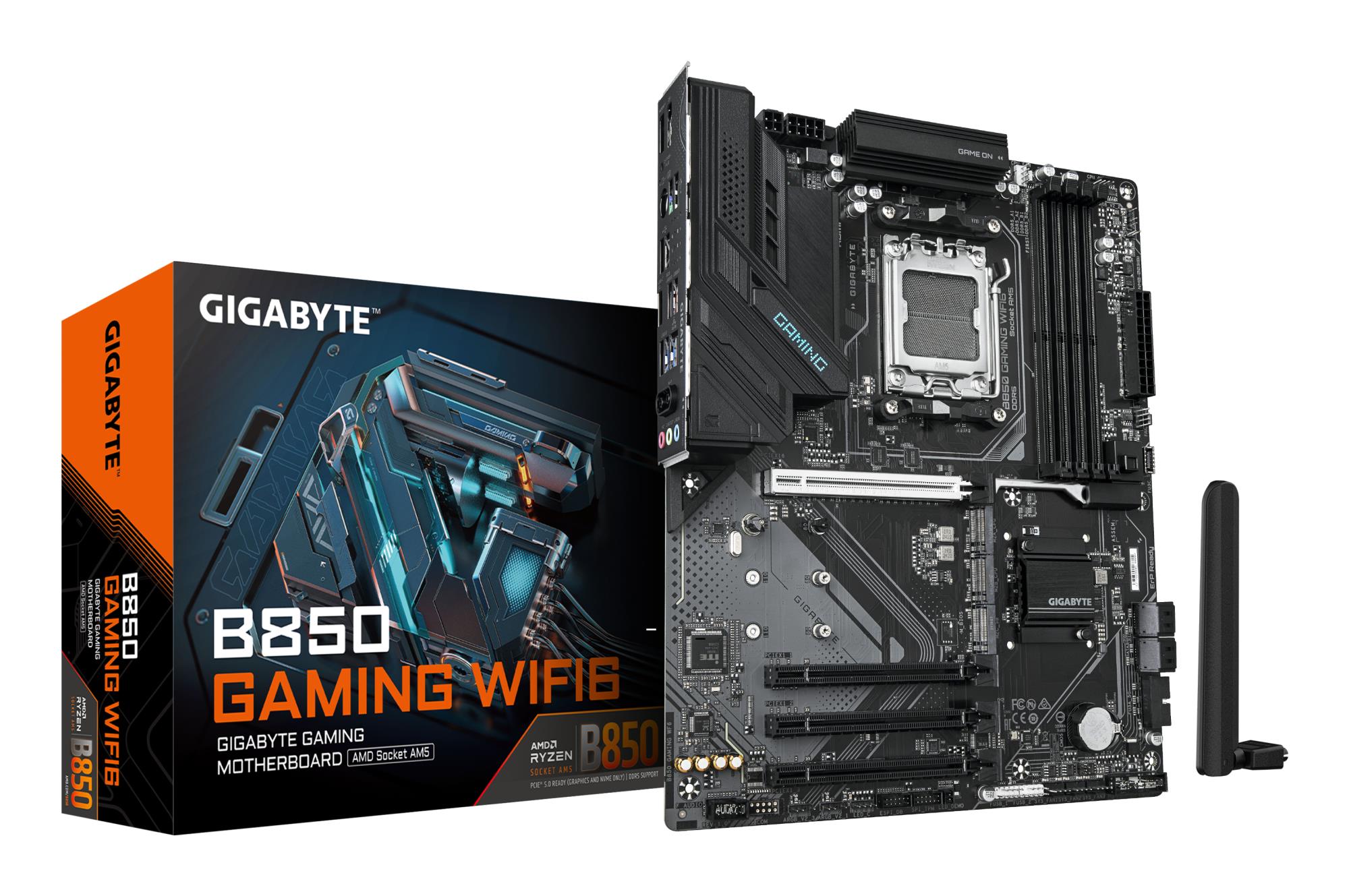 Mainboard|GIGABYTE|AMD B850|SAM5|ATX|Memory DDR5|Memory slots 4|4xPCI-Express 16x|3xM.2|1xHDMI|1xDisplayPort|1xAudio-In|1xAudio-Out|1xMicrophone|4xUSB 2.0|4xUSB 3.2|1xUSB-C|1xPS/2|1xRJ45|B850GAMINGWF6