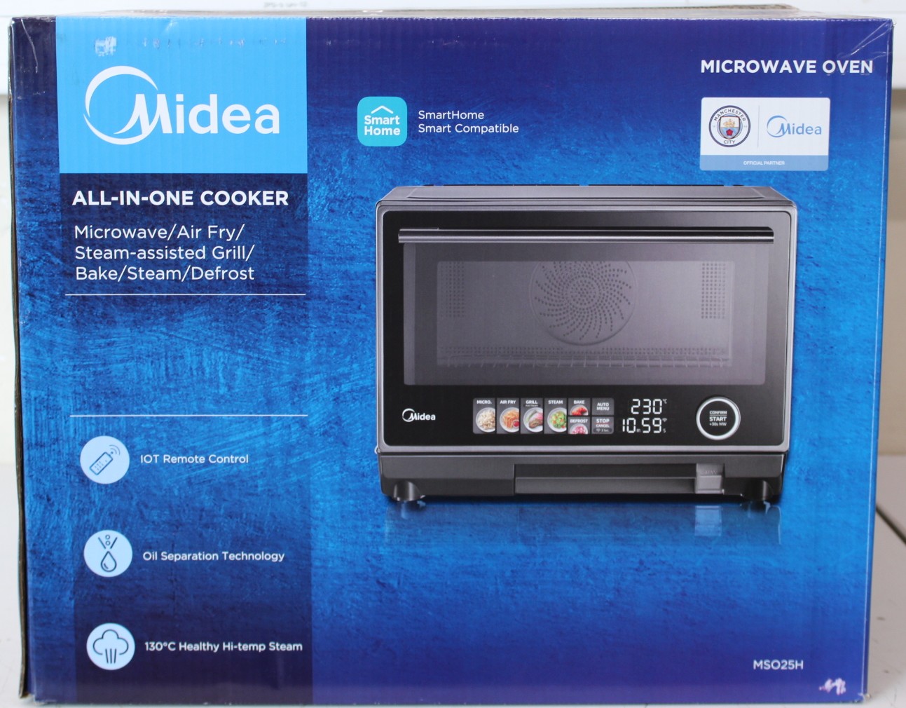 SALE OUT. Midea MSO25H Microwave oven with Grill, Airfry and Steam function, 25 L, Black - Midea Microwave oven - MSO25H - Free standing - 1000 W - Convection - 25 L - Grill - Black - DAMAGED PACKAGING, DEMO