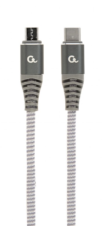 Cablexpert - Premium cotton braided USB Type-C to micro-USB charging and data cable, 1.5 m - CC-USB2B-CMMBM-1.5M