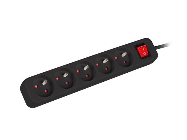 Lanberg Cable Power Strip, 5X French Outlets with Switch, Quality-Grade Copper, 1.5 m - PS1-05E-0150-BK
