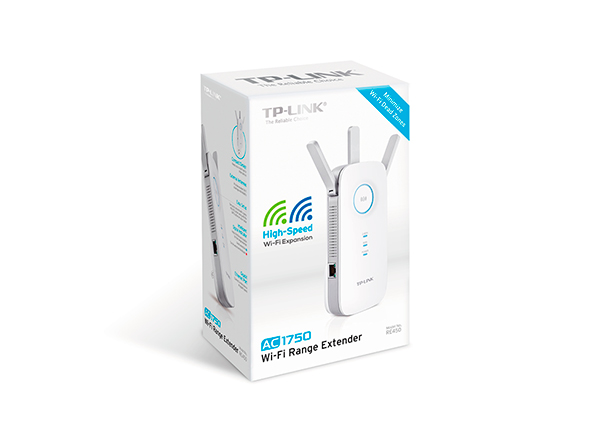 TP-LINK - Extender - RE450 - 802.11ac - 2.4GHz/5GHz - 450+1300 Mbit/s - 10/100/1000 Mbit/s - Ethernet LAN (RJ-45) ports 1 - MU-MiMO No - no PoE - Antenna type 3xExternal