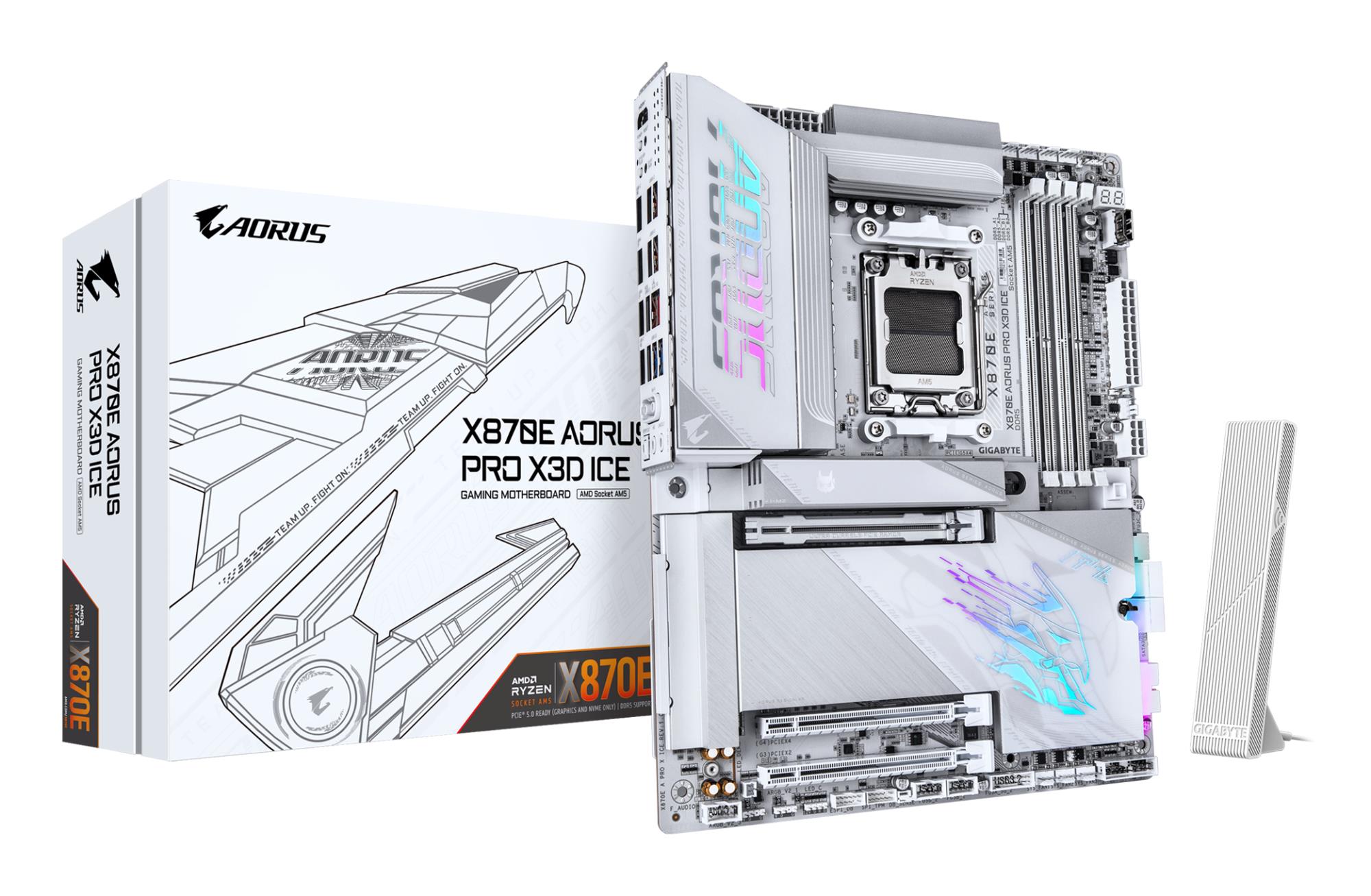 Mainboard|GIGABYTE|AMD X870E|Socket AM5|ATX|RAM DDR5-SDRAM|4xSlots|Wi-Fi Yes|Bluetooth Yes|4xNumber of M.2 (M) slots|X870E A PRO X ICE|X870EAPROXICE