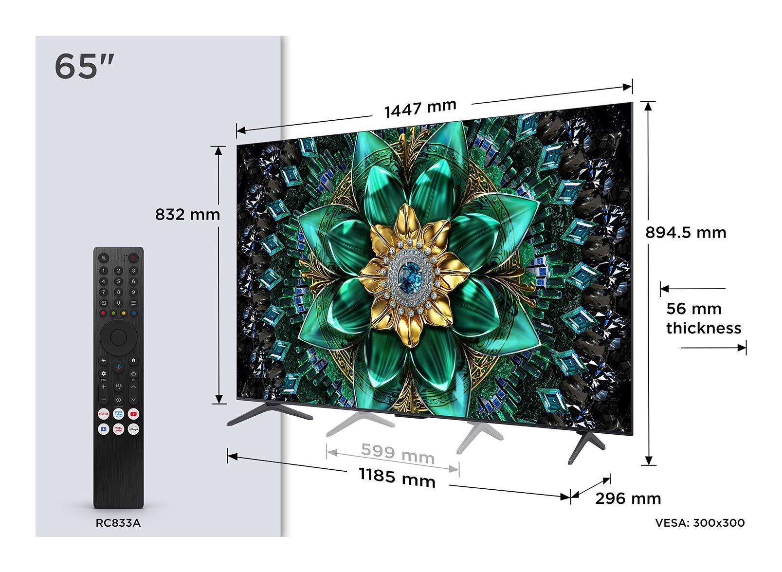 TV Set|TCL|65 "|4K Ultra HD|3840 x 2160 pixels|Flat|16:9|QD-Mini LED|65Q6C