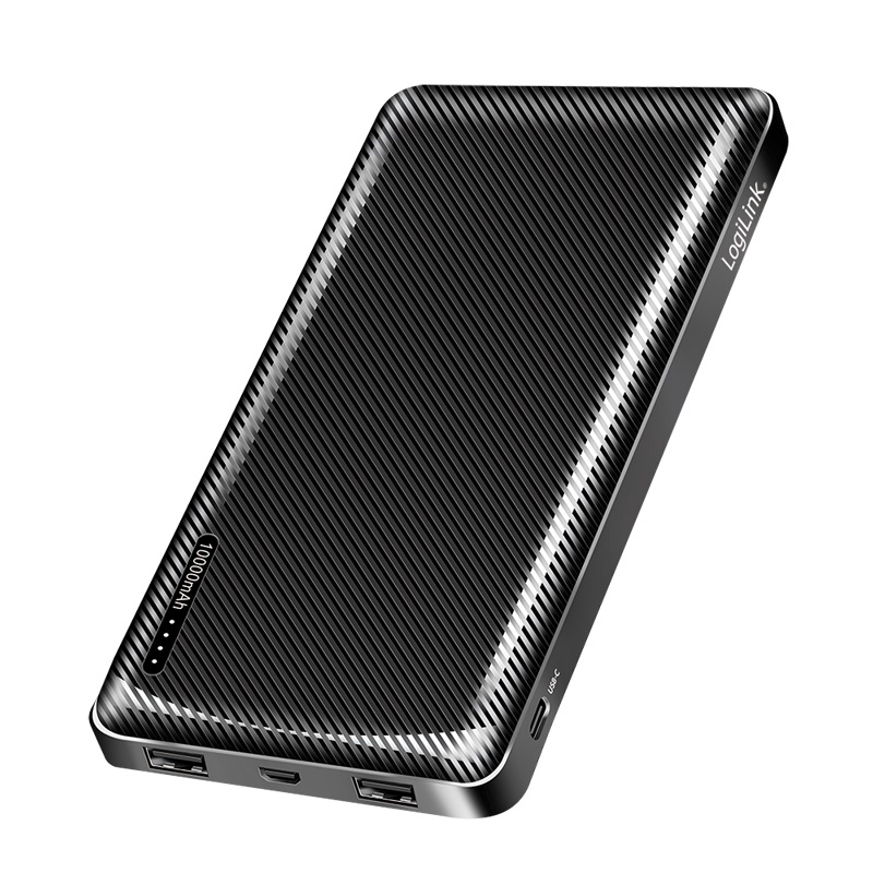 Logilink Power bank, Li-Po, 2x USB-A, USB-C - PA0316 - 10000 mAh - Black