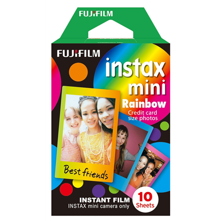 Fujifilm - Instax Mini Rainbow Instant Film - 86 x 54 mm - Quantity 10