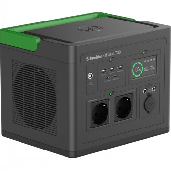 Schneider Electric OffGrid Portable Power Station 730, 738Wh Lithium-ion, LCD, 2 CEE 7/3 Schuko outlets, Sinewave, 3 USB-A, 2 USB-C, Wireless Charger - PPS730-GR