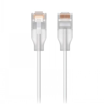 Ubiquiti UACC-Cable-Patch-EL-0.15M-W-24 Nano-thin patch cable with 2.5 GbE and PoE++ support designed to show Etherlighting™ effects, Translucent booted RJ45 for optimal Etherlighting™ brightness, Outer diameter 2.5 mm