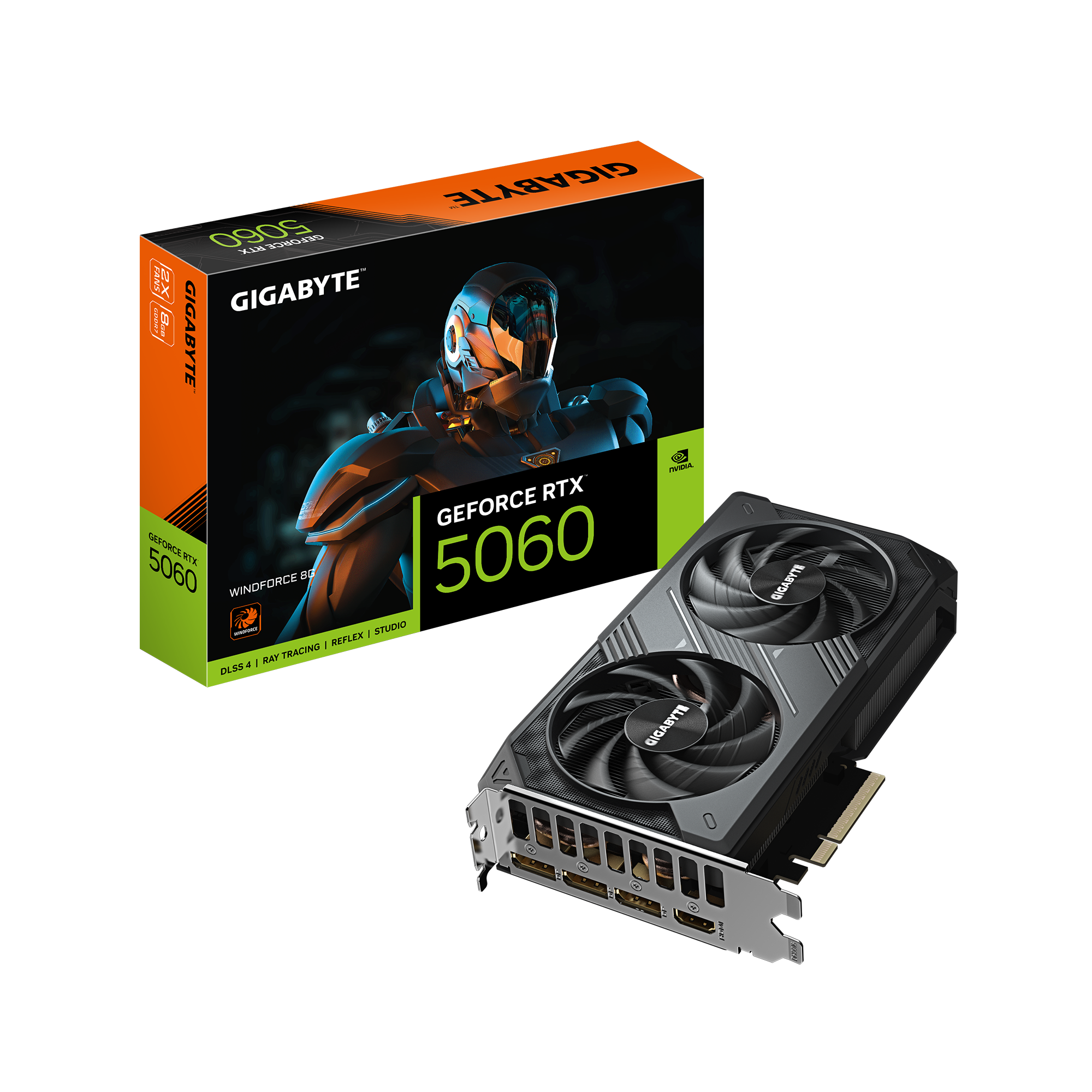 Gigabyte GeForce RTX 5060 WINDFORCE 8G - NVIDIA - 8 GB - GeForce RTX 5060 - GDDR7 - HDMI ports quantity 1 - PCI-E 5.0