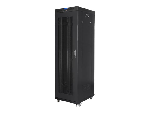 Lanberg - Rack cabinet 19" free-standing 42U/600x800 (flat pack) with mesh door, LCD - FF01-6842-23BL - Black