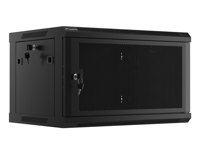 Lanberg - Rack cabinet 19" wall-mount 6U/600x450 with perforated door (flat pack) - WF01-6406-23B - Black