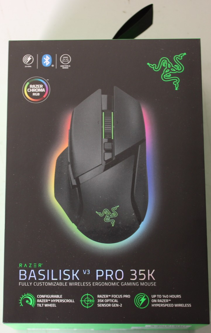 SALE OUT. Razer Basilisk V3 Pro 35K Gaming Mouse, Wireless, Black - Razer Gaming Mouse - Basilisk V3 Pro 35K - Optical mouse - Wireless - Black - Yes - DEMO, MISSING USB ADAPTER