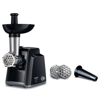 TEFAL - Meat mincer - NE105838 - Black - 1400 W - Number of speeds 1 - Throughput (kg/min) 1.7 - The set includes 3 stainless steel sieves for medium or coarse grinding.