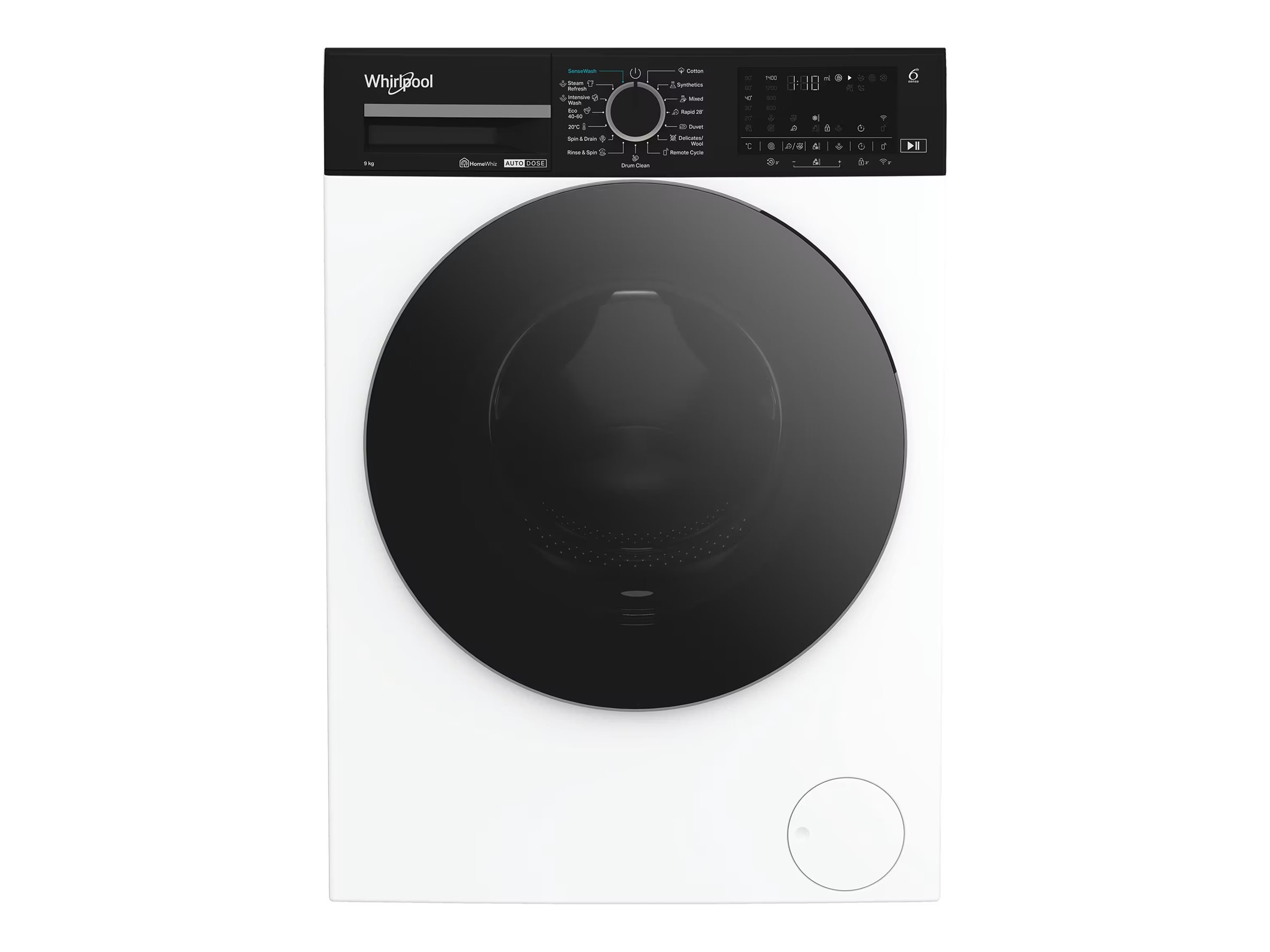 Whirlpool - Washing Machine - WPM 97W ADS EE - Front loading - Energy efficiency class A - Washing capacity 9 kg - 1400 RPM - Depth 58 cm - Width 60 cm - Digital - Steam function - White