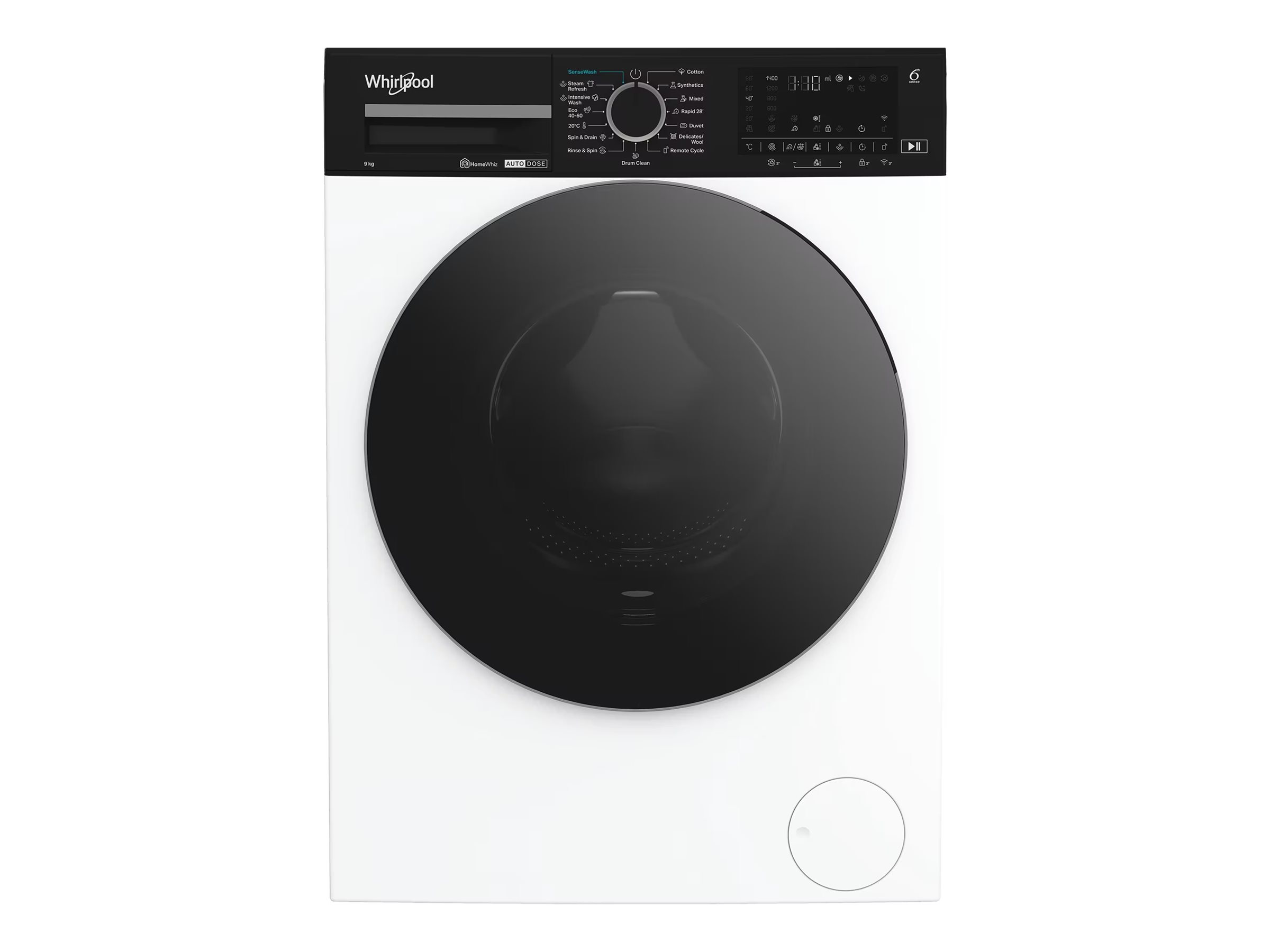 Whirlpool - Washing Machine - WPM 911W ADS EE - Front loading - Energy efficiency class A - 1400 RPM - Washing capacity 9 kg - Depth 58 cm - Width 60 cm - Display - Digital - Steam function - White