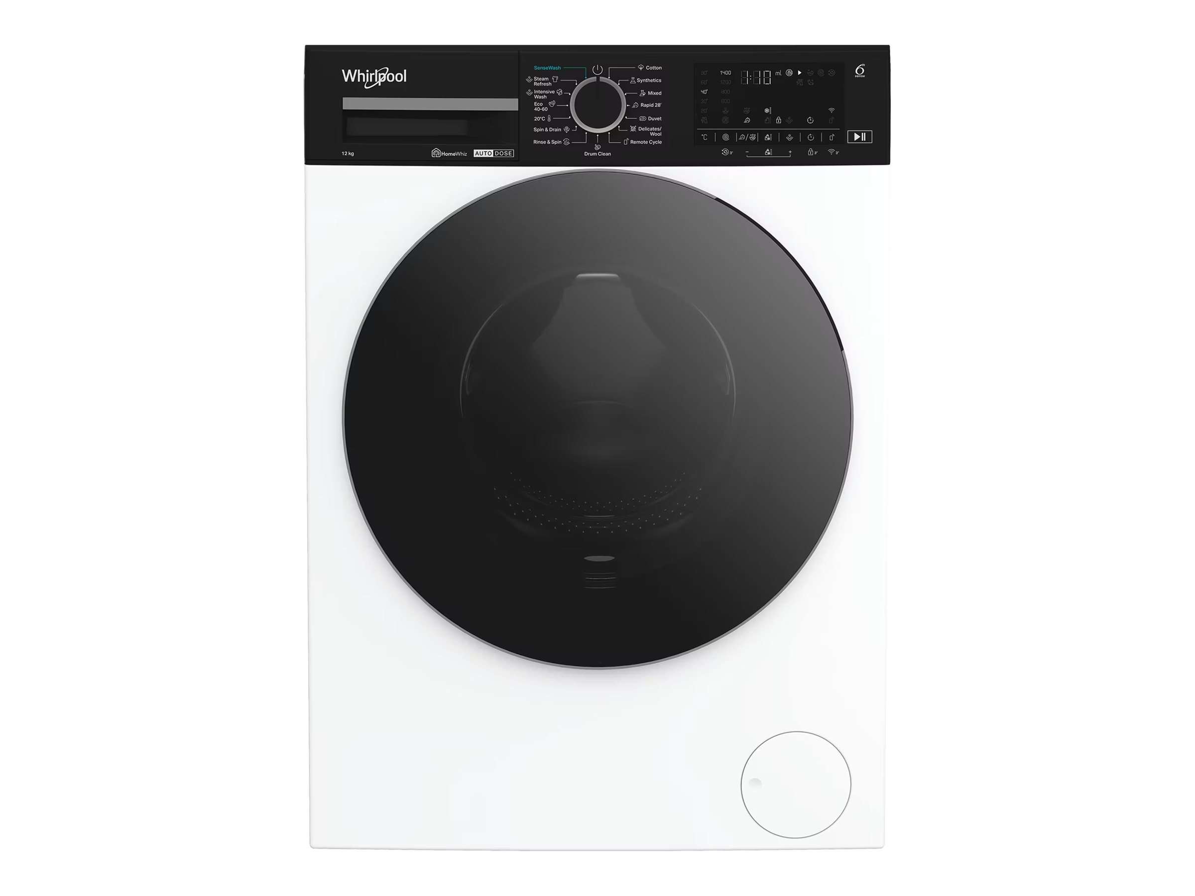 Whirlpool - Washing Machine - WPM 27W ADS EE - Energy efficiency class A - Front loading - 1400 RPM - Washing capacity 12 kg - Depth 63 cm - Width 60 cm - Display - Digital - Steam function - White