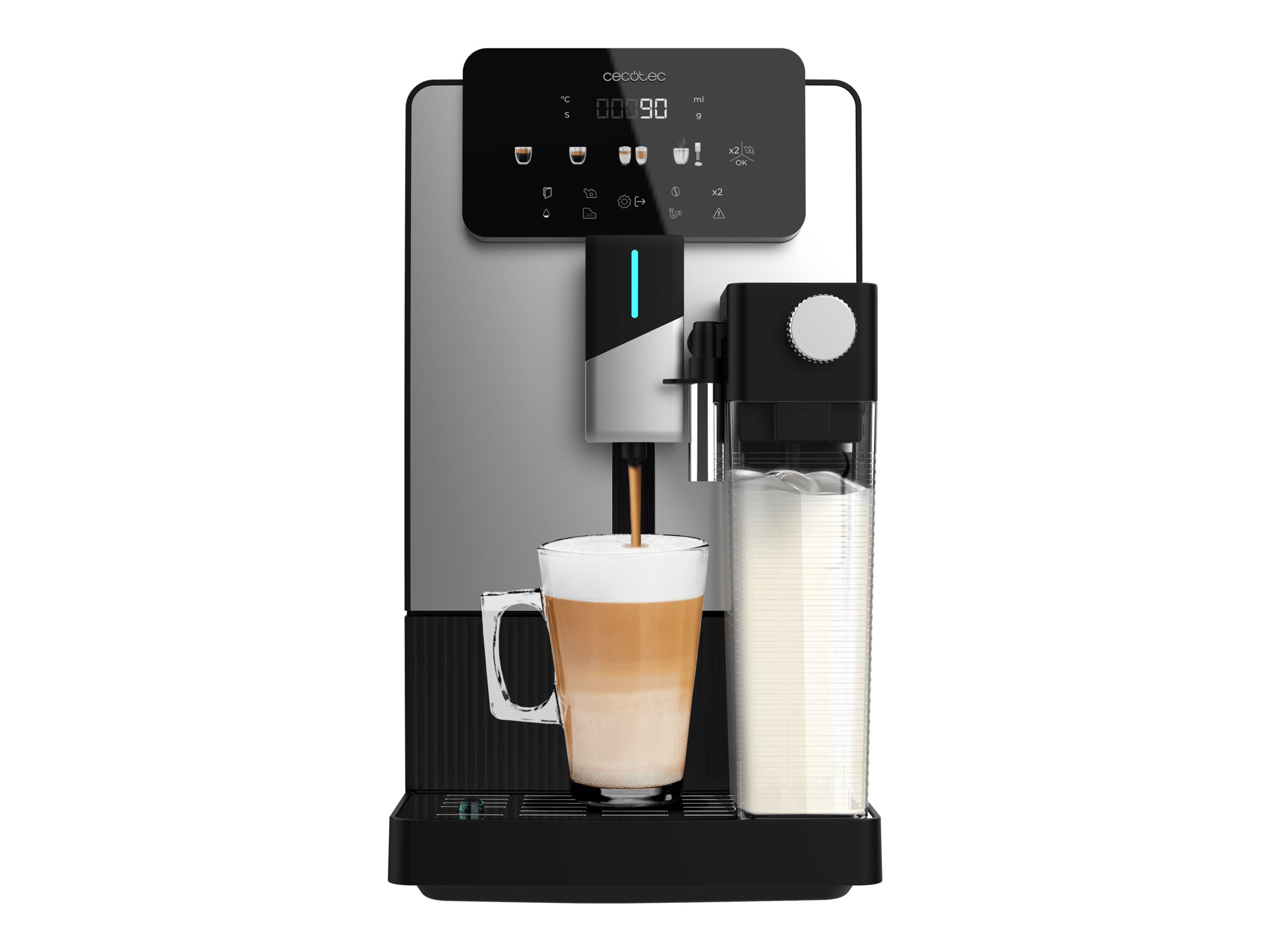 Cecotec Coffee machine - Cremmaet Latte Jar - Pump pressure 19 bar - Automatic - Built-in milk frother - Black/Silver - 1500 W