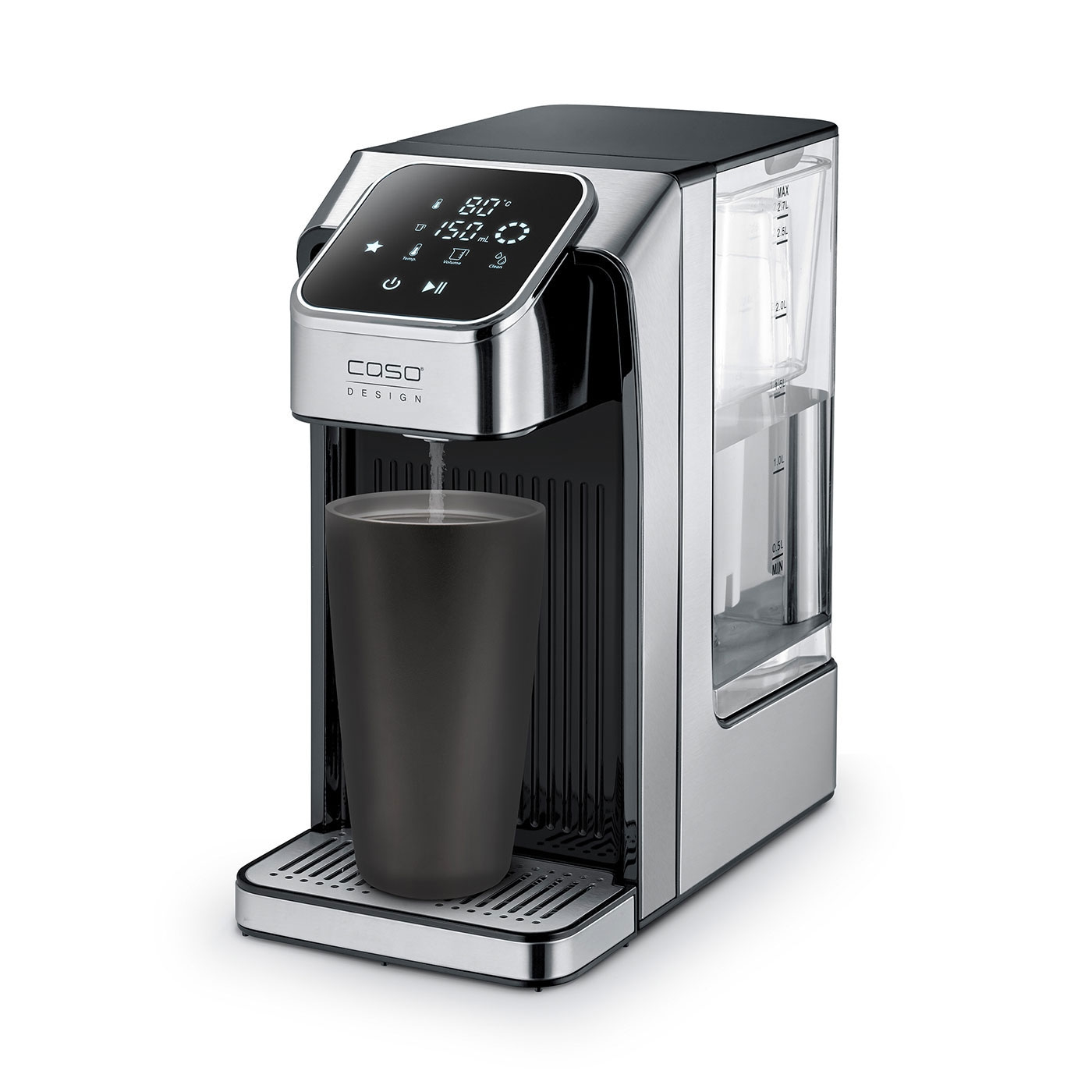Caso Turbo Hot Water Dispenser - HW 770 Advanced - Water Dispenser - 2600 W - 2.7 L - Plastic/Stainless Steel - Black/Stainless Steel