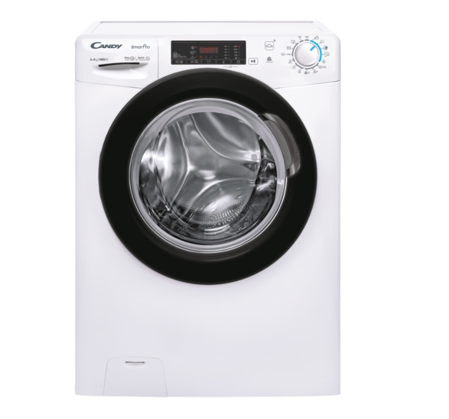 Candy - Washing Machine with Dryer - CSHW4645TWB3/1-S - Energy efficiency class C/E - Front loading - Washing capacity 6 kg - 1400 RPM - Depth 45 cm - Width 60 cm - Display - Digit - Drying system - Drying capacity 4 kg - Steam function - White