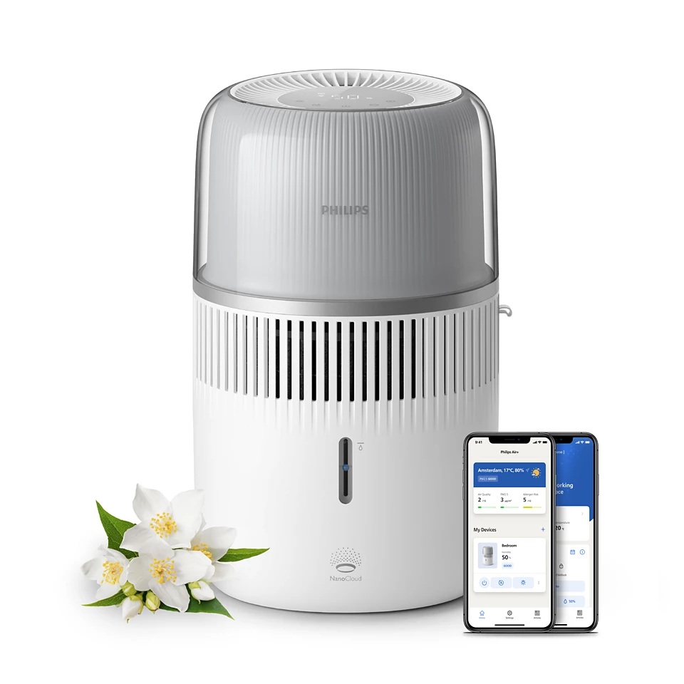 Philips - Humidifier - HU5710/00 5000 Series - Water tank capacity 4.5 L - Suitable for rooms up to 56 m² - NanoCloud technology - Humidification capacity 400 ml/hr - White