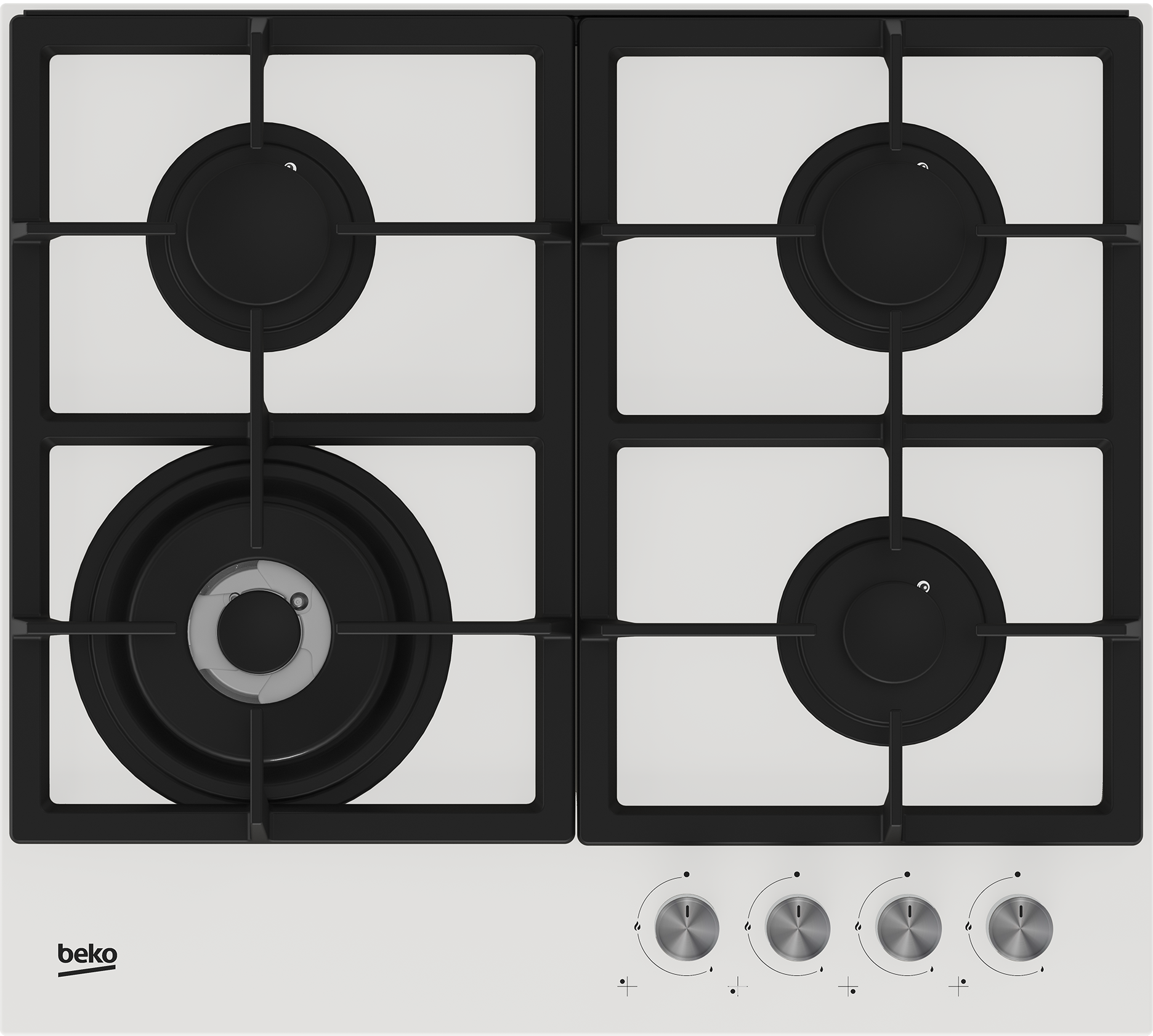 BEKO Hob - HILW64225SW - Gas - Number of burners/cooking zones 4 - Knob - White