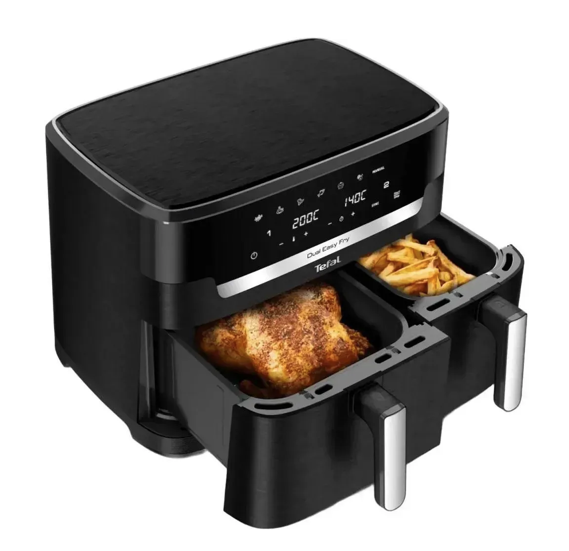 TEFAL - Air Fryer - EY942HE0 Easy Fry Dual XXL - Power 2700 W - Capacity 11 L - Dark Grey