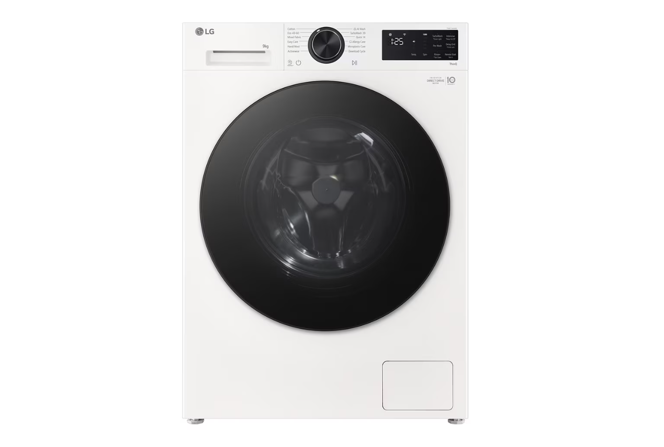LG - Washing machine - F2X50S9TWB - Energy efficiency class A - Front loading - Washing capacity 9 kg - 1200 RPM - Depth 48 cm - Width 60 cm - Display - LED - Steam function - Direct drive - Wi-Fi - White