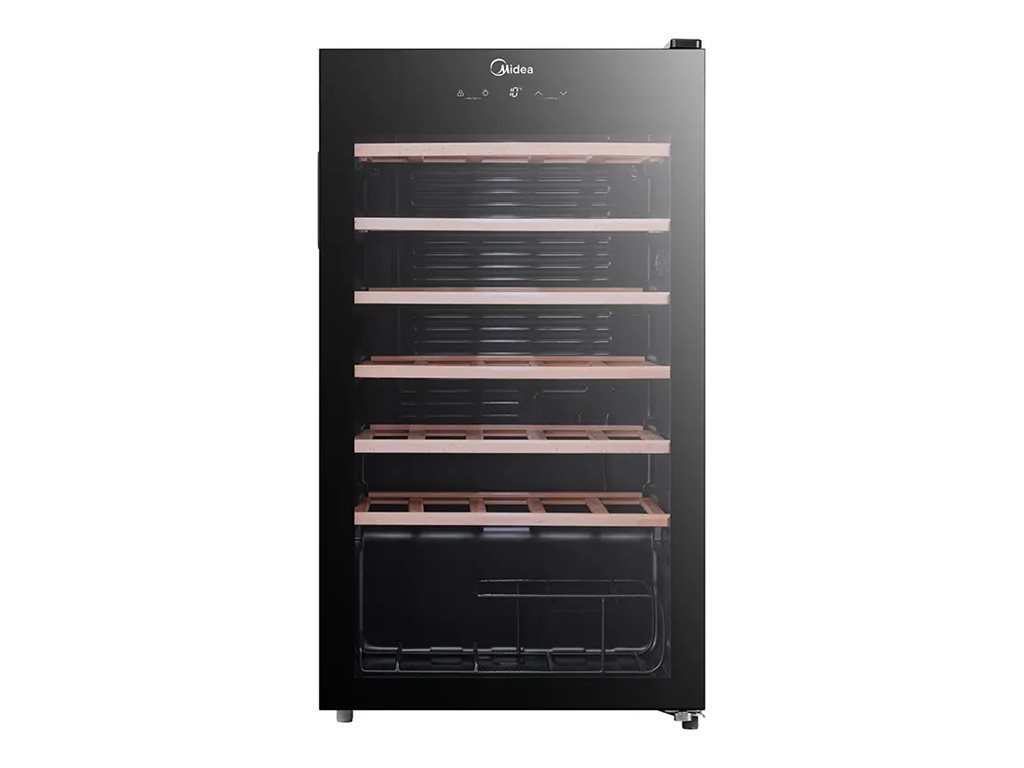 Midea Wine Cooler - MDRW150FGG22W - Energy efficiency class Class G - Free standing - Bottles capacity 34 - Black