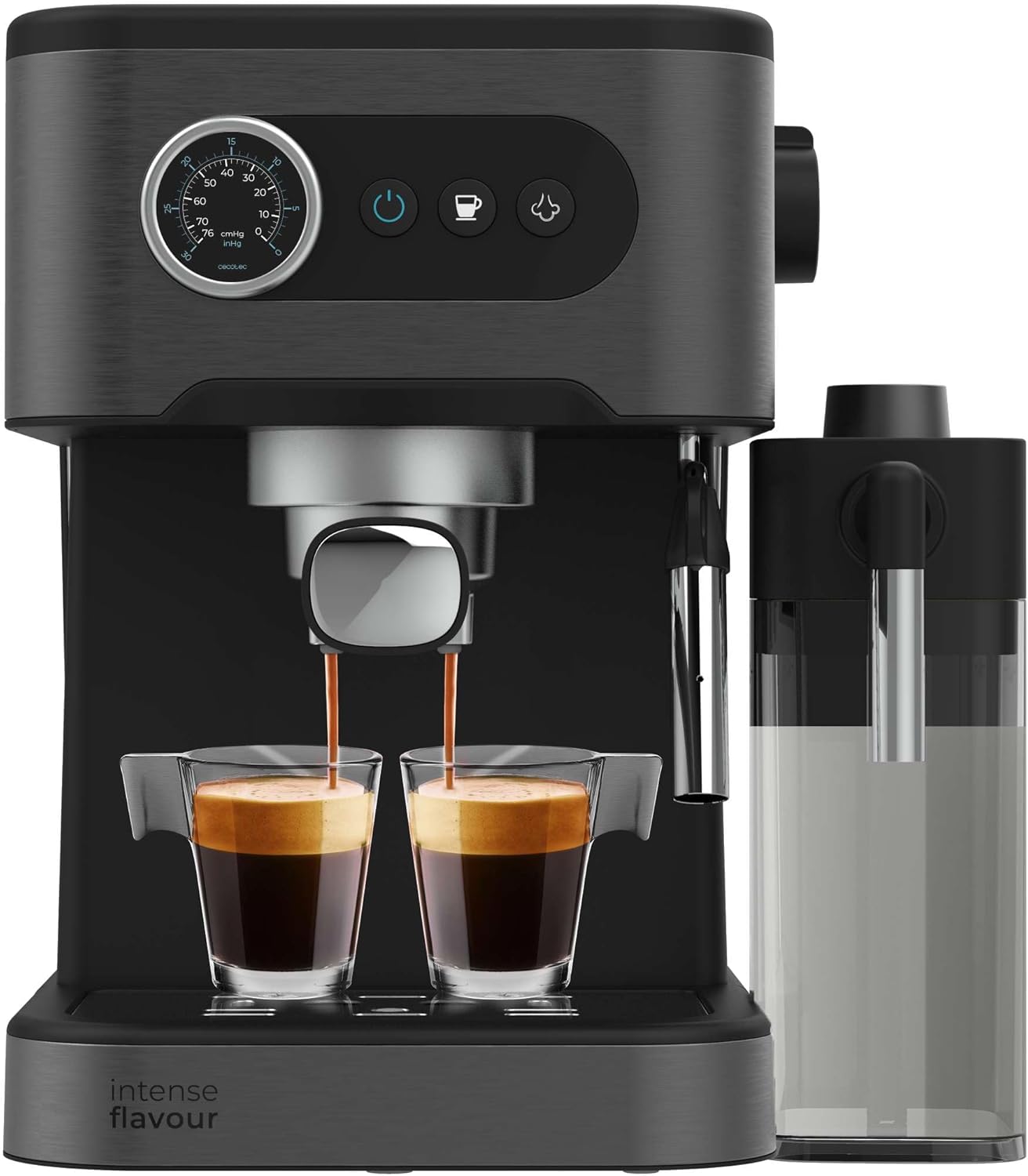 Cecotec Coffee machine - Power Espresso 20 Pro Latte - Pump pressure 20 bar - Built-in milk frother - Semi-automatic - Black - 1350 W