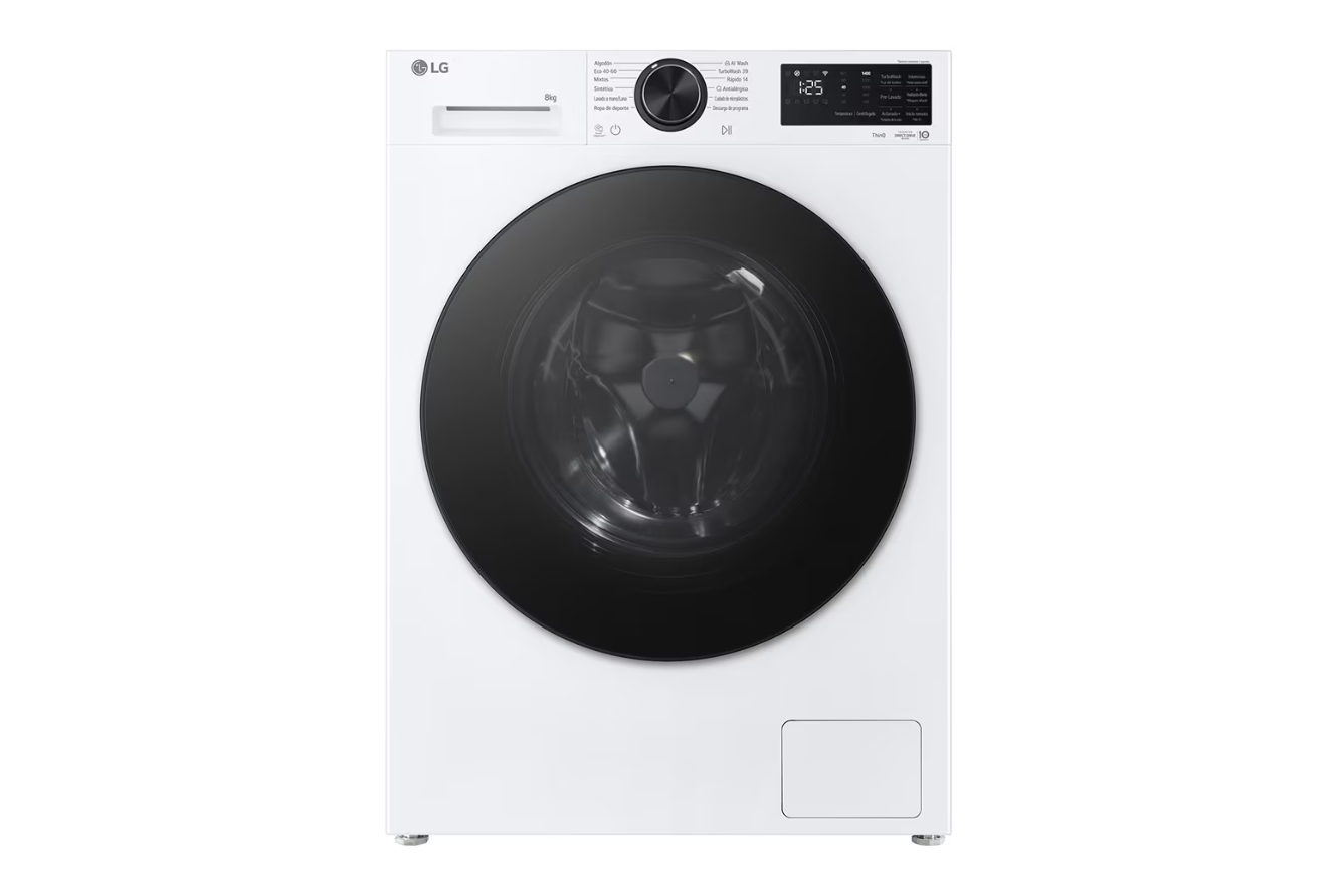 LG - Washing machine - F2X50S8TLB - Energy efficiency class A - Front loading - Washing capacity 8 kg - 1200 RPM - Depth 48 cm - Width 60 cm - Display - LED - Steam function - Direct drive - Wi-Fi - White