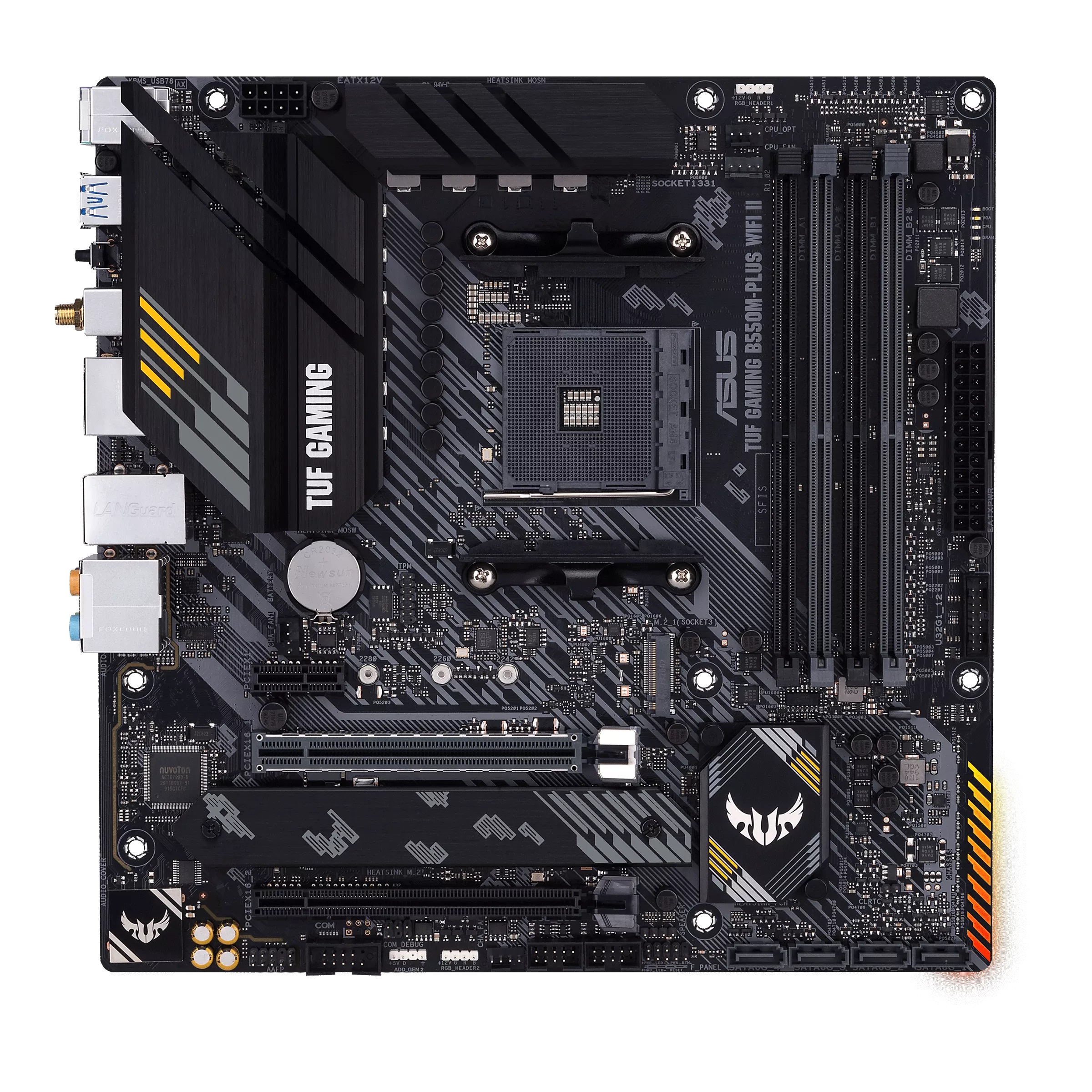 Asus - TUF GAMING B550M-PLUS WIFI II - Processor family AMD - Processor socket AM4 - DDR4 - Memory slots 4 - Chipset  B550 - microATX