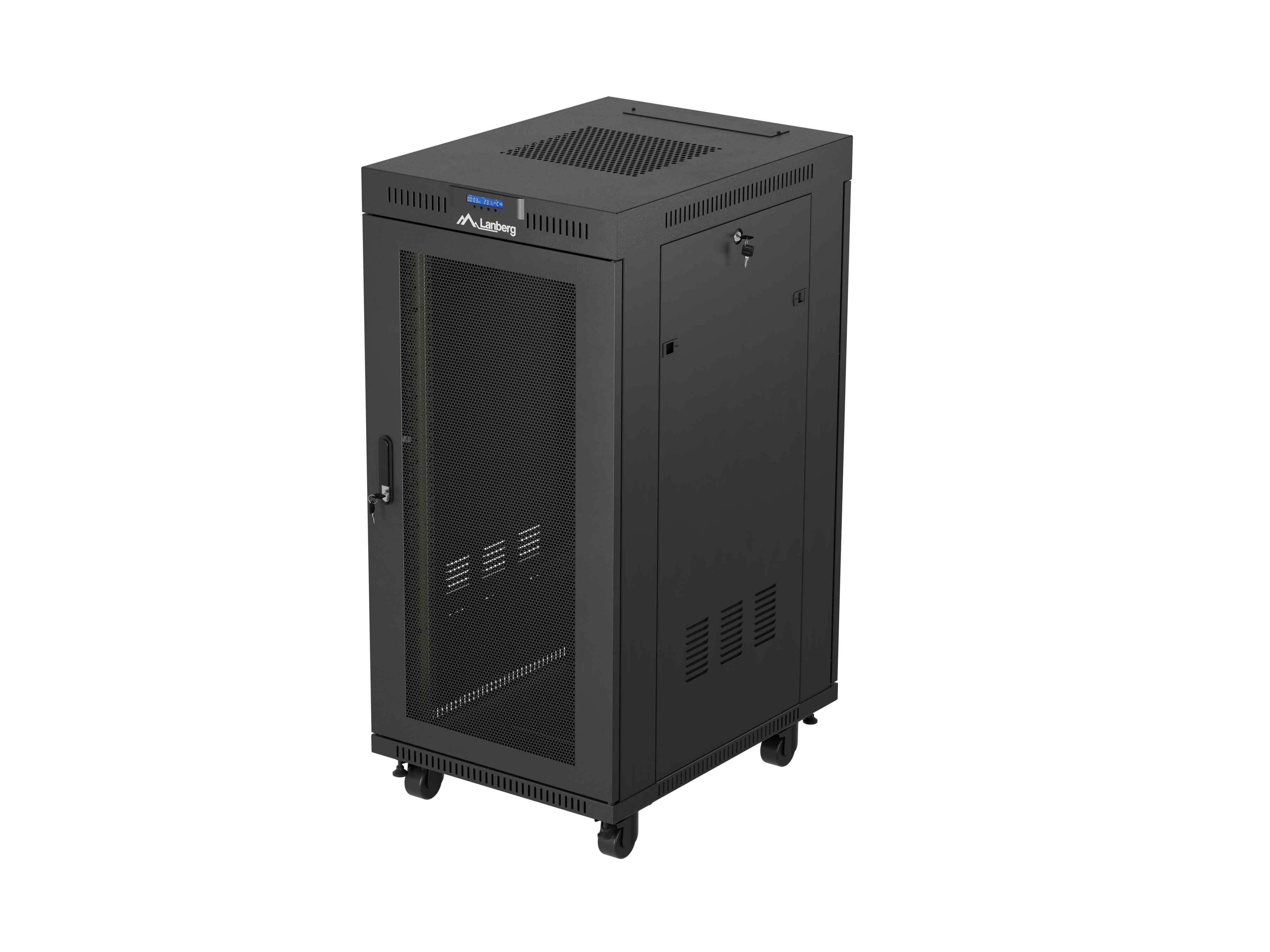Lanberg Rack cabinet 19" free-standing 24U/600x800 (flat pack) with mesh door LCD V2 - FF01-6824-23BL - Black