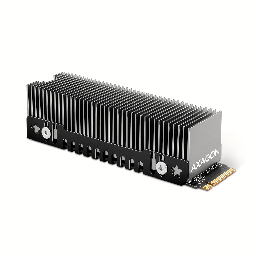 AXAGON Aluminum passive cooler for single and double-sided M.2 SSDs size 2280, height 24 mm - CLR-M2XT