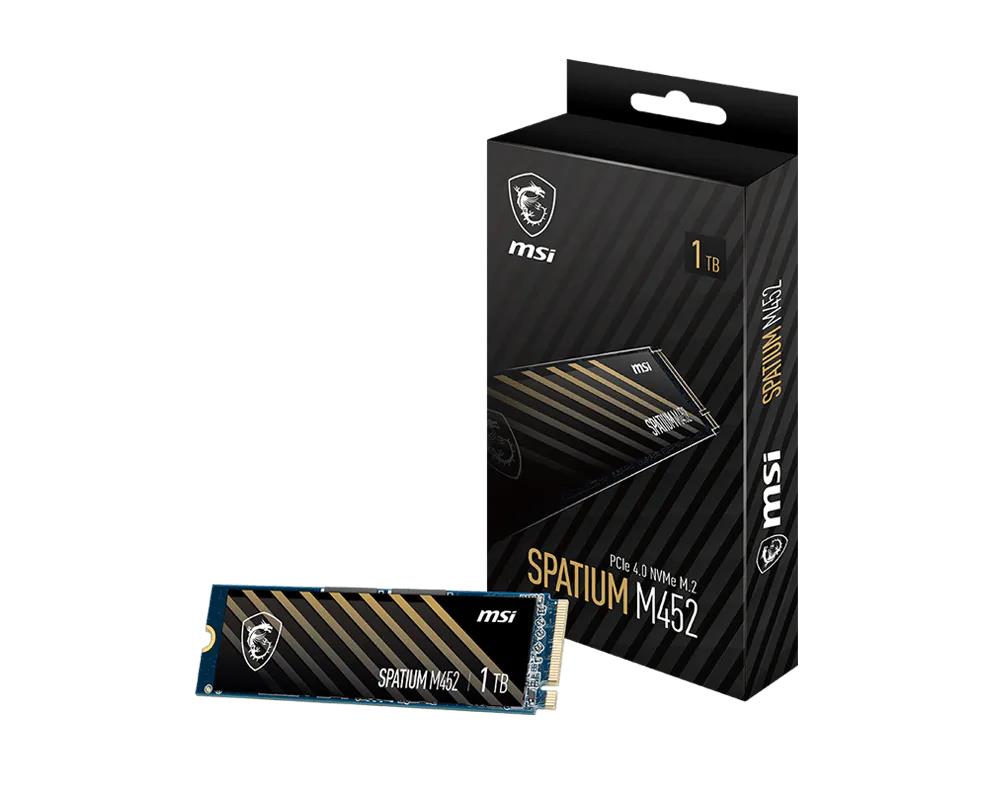 SSD|MSI|300xTBW rating|MTBF 1500000 h|Read speed 3600 MB/s|Write speed 3100 MB/s|NVMe Yes|PCI Express 4.0|M.2|1000 GB|SPATIUM M452|S78-440L970-P83